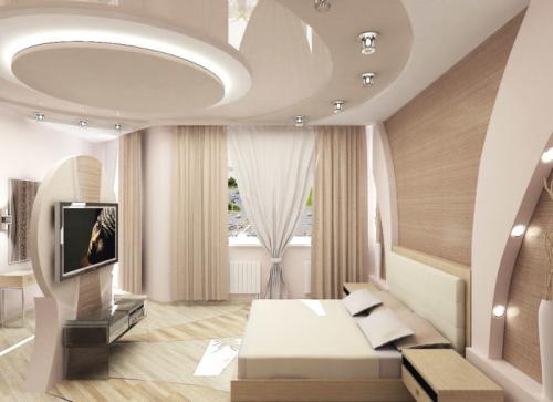 Красивые потолки в маленькой спальне. Виды потолков для спальни